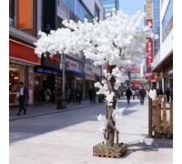 Large Light Pink Handmade Vintage Cherry Blossom Tree, Artificial Tree, With Solid Wood Trunk, for Indoor Outdoor Party Wedding,White,1.5 * 1.0m