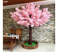 Large Light Pink Handmade Vintage Cherry Blossom Tree, With Solid Wood Trunk, suitable For Wedding Event Indoor Outdoor Party Restaurant Mall Decoration,001,2.0x1.8m