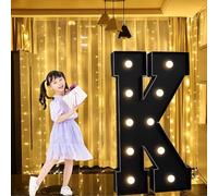 Large Light Up Marquee Letters,Pre-Cut DIY Decorative Letter Night Lights Black Numbers for Bar Graduation Prom Wedding Decor(Letter K,2.3FT)