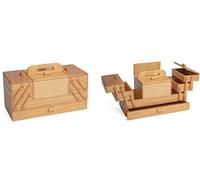 Large Light Wood Cantilever Sewing Box, 4 Tier