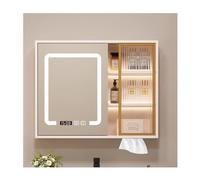 Large Lighted Anti-Fog Bathroom Mirror Cabinet Smart Wall-Mounted Medicine Cabinet with Defogger 80cm Cream Storage Solution for Laundry & Grooming