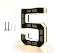 Large Lighted House Numbers, Solar Powered LED Address Plaque for Outside, IP65 Waterproof Illuminated Door Sign, Auto On/Off Modern Exterior Decor (G)