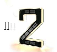 Large Lighted House Numbers, Solar Powered LED Address Plaque for Outside, IP65 Waterproof Illuminated Door Sign, Auto On/Off Modern Exterior Decor (D)