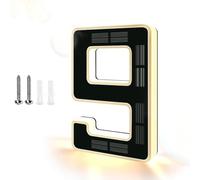 Large Lighted House Numbers, Solar Powered LED Address Plaque for Outside, IP65 Waterproof Illuminated Door Sign, Auto On/Off Modern Exterior Decor (J)