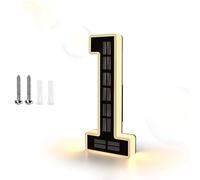 Large Lighted House Numbers, Solar Powered LED Address Plaque for Outside, IP65 Waterproof Illuminated Door Sign, Auto On/Off Modern Exterior Decor (C)