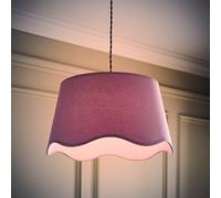 Large Lightshade Easy Fit Ceiling Shade Natural Linen Lampshade Scalloped Edge