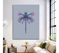 Large Line Art Painting Art Purple Dragonfly Mandala Poster Canvas Painting For Living Room Wall Arts Pictures Home Decorative 20x28in Frameless