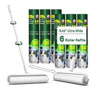 Large Lint Rollers for Pet Hair, Floor Lint Roller with 9.45 in Giant Lint Roller Refill 360 Sheets Total, Extendable Handle Sticky Rollers for Floor, Carpet, Furniture, Clothing & Couch (White)