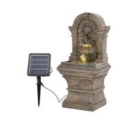 Large Lion Stone Pillar Solar Powered Water Feature Outdoor Garden Fountain 62Cm