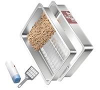 Large Litter Box with Sifting Function Made From Sturdy Stainless Steel for Efficient Waste Control 60X40X15CM Metal Litter Box