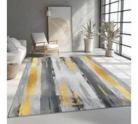 Large Living Room Rug 100x150 cm - Striped Paint strokes Machine Washable Rugs, Fluffy, Non-Shedding, Anti-Slip Carpet for Bedroom Office Dining Room Lounge - Grey