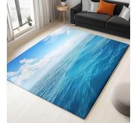 Large Living Room Rug 160 x 230 cm - Sea View Sky Machine Washable Rugs, Fluffy, Non-Shedding, Anti-Slip Carpet for Bedroom Office Dining Room Lounge - Blue