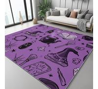 Large Living Room Rug 180x240 cm - Graffiti Witchcraft Elements Machine Washable Rugs, Fluffy, Non-Shedding, Anti-Slip Carpet for Bedroom Office Dining Room Lounge - Purple