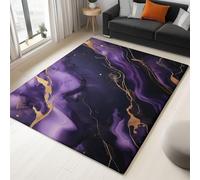 Large Living Room Rug 60 x 120 cm - Dream Marble Machine Washable Rugs, Fluffy, Non-Shedding, Anti-Slip Carpet for Bedroom Office Dining Room Lounge - Purple