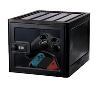 Large Lockable Storage Box, 24x31x20cm Medicine Box with Combination Lock, Stackable Locking Clear Organizer Container Bin for Home Office Fridge Personal Items Phones Food & Snacks(White)