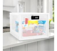Large Lockable Storage Box with Combination Lock 3.6 Gallon Anti Dust Medicine Locker Portable Clear Organizer Stackable Medicine Lock Container for Fridge Food, Snacks, Personal Items & Home Safety