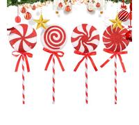 Large Lollipop for Christmas Tree, Lollipop Christmas Decoration Set, 4 x Classic Lollipop Tree Decoration for Christmas, Festive Hanging Winter Scene Props in Red and White for Living Room