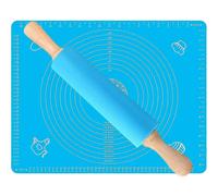Large Long Silicone Non-Stick Rolling Pin and Pastry Mat Set.