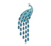 Large Long Tail Peacock Tassel Brooch Women's Versatile Accessory for Dresses Suits Parties Weddings
