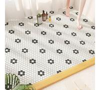 Large Loofah Shower Mat for Inside Shower,Soft PVC Bathroom Floor Mat Massage Bath Mat with Drain,Quick Drying,Anti Mould Shower Mat Bathmat (White,45x75cm)