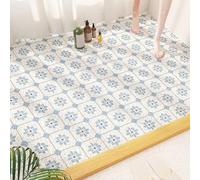 Large Loofah Shower Mat for Inside Shower,Soft PVC Bathroom Floor Mat Massage Bath Mat with Drain,Quick Drying,Anti Mould Shower Mat Bathmat (Blue,50x120cm)