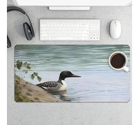 Large Loon Nature Birds Desk Mat 24x12 Inch Waterproof Non-Slip Rubber Desk Pad for Office Home Gaming Remote Work Foldable Portable Mousepad for Keyboard Laptop Desktop Accessories