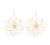 Large Lotus Petal Earrings for Women Exaggerated Flowers Dangle Drop Earrings Metal Wire Woven Hollow Lotus Pendant Earrings Jewelry, L, Metal, No Gemstone