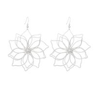 Large Lotus Petal Earrings for Women Exaggerated Flowers Dangle Drop Earrings Metal Wire Woven Hollow Lotus Pendant Earrings Jewelry, L, Metal, No Gemstone