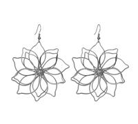 Large Lotus Petal Earrings for Women Exaggerated Flowers Dangle Drop Earrings Metal Wire Woven Hollow Lotus Pendant Earrings Jewelry, L, Metal, No Gemstone