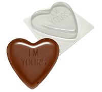 Large Love Heart Chocolate Moulds - 170g - Set of 1, 6, 12 or 60 - Wedding Favours, Valentines Gift or Heart Shaped Easter Egg - Be Mine, Hug Me, Im Yours, Kiss Me, Love You & Smile (Im Yours x 1)