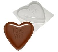 Large Love Heart Chocolate Moulds - 170g - Set of 1, 6 or 12 - Wedding Favours, Valentines Gift or Heart Shaped Easter Egg - Be Mine, Hug Me, Im Yours, Kiss Me, Love You & Smile (Love You x 1)