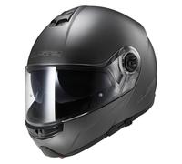 (Large) LS2 FF325 Strobe Matt Titanium Flip Front Motorcycle Helmet with Drop Down Sun Visor