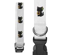 Large ' Lucky Black Cat with Horseshoe' Dog Collar (PR00066964)