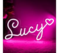 Large Lucy Name Neon Sign for Wall Decor,LED Name Lucy Neon Light for Kids Bedroom,Birthday Party Decoration,Neon Sign Customizable for Girl,Birthday Lucy Name Deocr,Size 16.1 * 8.9 Inches(JTD050)