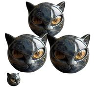 Large Luxury Black Cat Stone Sculpture, Resin Black Cat Head Statue, Elegant Home Décor, Cat Ornaments for Cat Lovers (3pc)