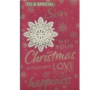 "Large Luxury Christmas Card for Son - Special Festive Greeting Card with 8-Page Insert, Sentimental Verse & Gold Foil Snowflake Design - Keepsake Christmas Card for Son"