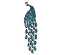 Large Luxury Crystal Peacock Brooches for Women Sparkling Rhinestone Tassel Tail Alloy Lapel Pins Elegant Statement Jewelry Gifts
