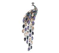 Large Luxury Crystal Peacock Brooches for Women Sparkling Rhinestone Tassel Tail Alloy Lapel Pins Elegant Statement Jewelry Gifts