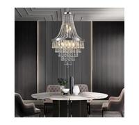 Large Luxury Silver Crystal Chandelier, Dazzling K9 Crystal,Metal Finish, is an Ideal Choice for Chic Decoration