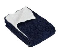 Large Luxury Soft Sherpa Fleece Blanket Chunky Double Layer Warm Sofa Bed Throw 130x160cm - Navy