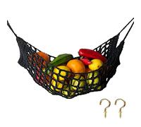 Large Macrame Fruit Hammock Under Cabinet,Veggie Banana Hammock Hanging Fruit Basket,Saves Counter Space for Kitchen Boat Rv Camper (black)