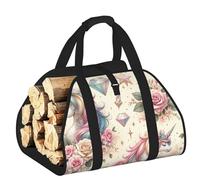 Large Magical-Horse-Twinkling-Stars Firewood Carrier Bag, 600d Oxford Cloth Log Tote With Reinforced Handles, Open-End Wood Hauling Bag For Fireplace, Wood Stove, Camping And Outdoor Storage