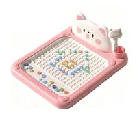 Large Magnetic Dots Board for Toddlers, Toddler Magnet Doodle Board with Beads and Pen, Cartoon Magnetic Drawing Board for Kids (pink，small)