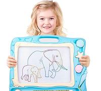 Large Magnetic Drawing Board for Kids, Erasable Colorful Scribble Board Writing Pad with 3 Stamps and 1 Pen for Children Toddlers (Blue)