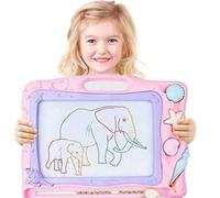 Large Magnetic Drawing Board for Kids, Erasable Colorful Scribble Board Writing Pad with 3 Stamps and 1 Pen for Children Toddlers (Pink)