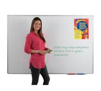 Large Magnetic Dry-Wipe Whiteboard, 120 x 150 cm | Aluminium frame magnetic whiteboard with integral accessory/pen tray - wall mounted ideal size for classroom