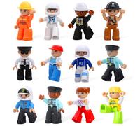 Large Magnetic Figures, 3 Inches Community Figures Set Compatible with LEGO, 12 Pieces STEM Learning Magnetic Play People for Boys Girls Age 3 4 5 6