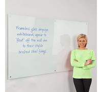 Large Magnetic Glass Whiteboard, 120 x 240 cm, Prestige Frameless Smooth Surface with Steel Backing, 8 Sizes to Choose from - Office, Training & Education, Estates & Facilities