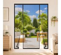 Large Magnetic Screen Door Side Opening 200x185cm Wide Opening Heavy Duty Mesh Curtain Screen Doors with Full Frame Hook&Loop Strip for Pets that Love to roam in and Out of the Garden Black