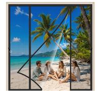Large Magnetic Screen Door Side Opening Black 165x225cm Large Size Heavy Duty Mesh Curtain with Magnets Self Sealing Hands Free Instant Mesh for Double Doors that Open up the Whole Living Space